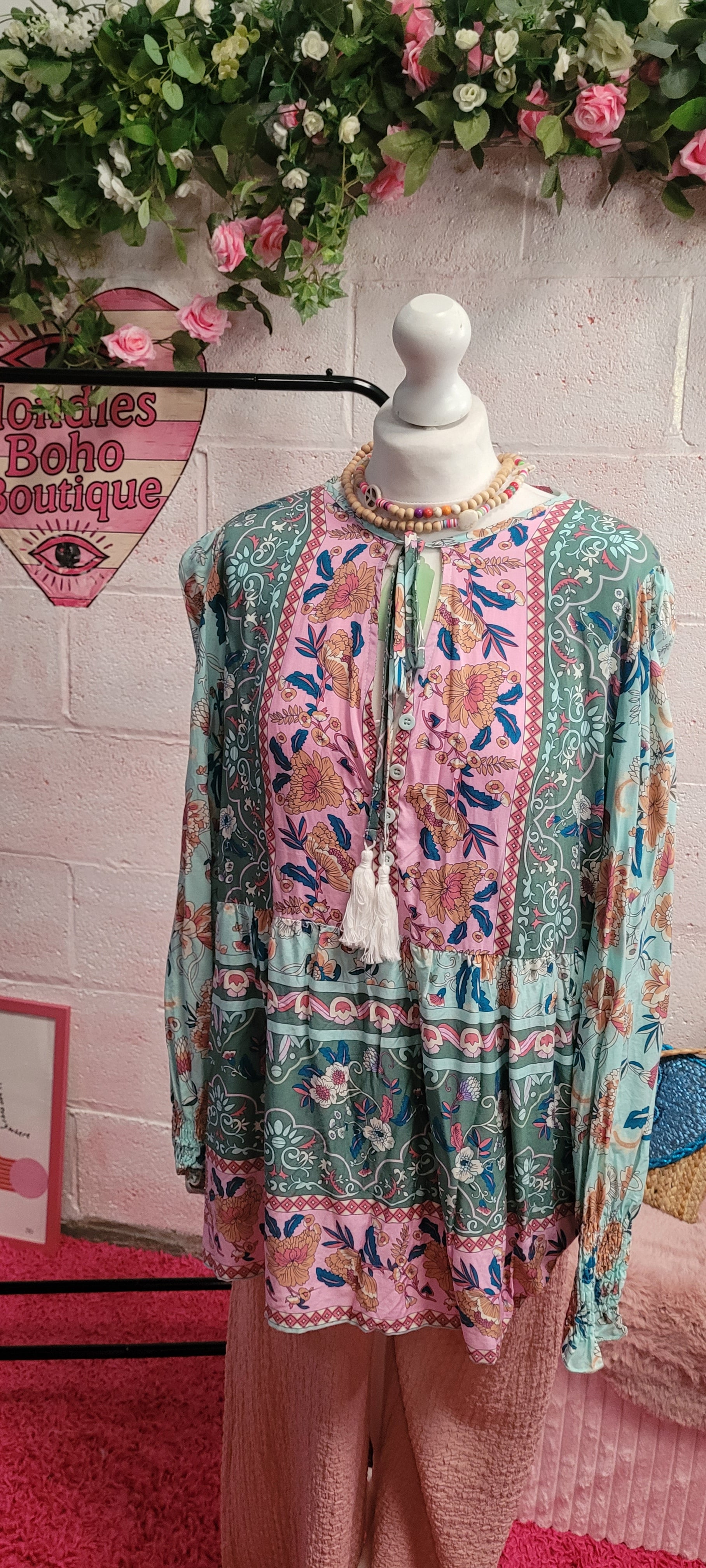 Pippa Paisley Floral Button Down A Sym Blouse Pastel Tones