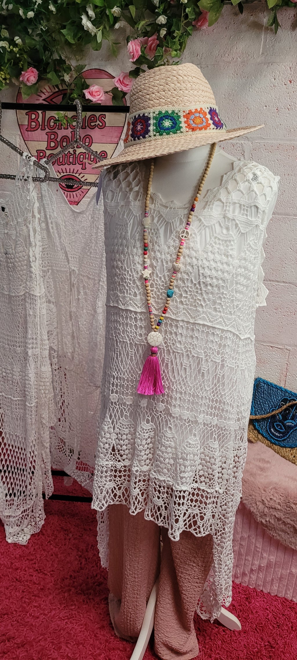 Tamara Long Line Crochet A Sym Cover All White