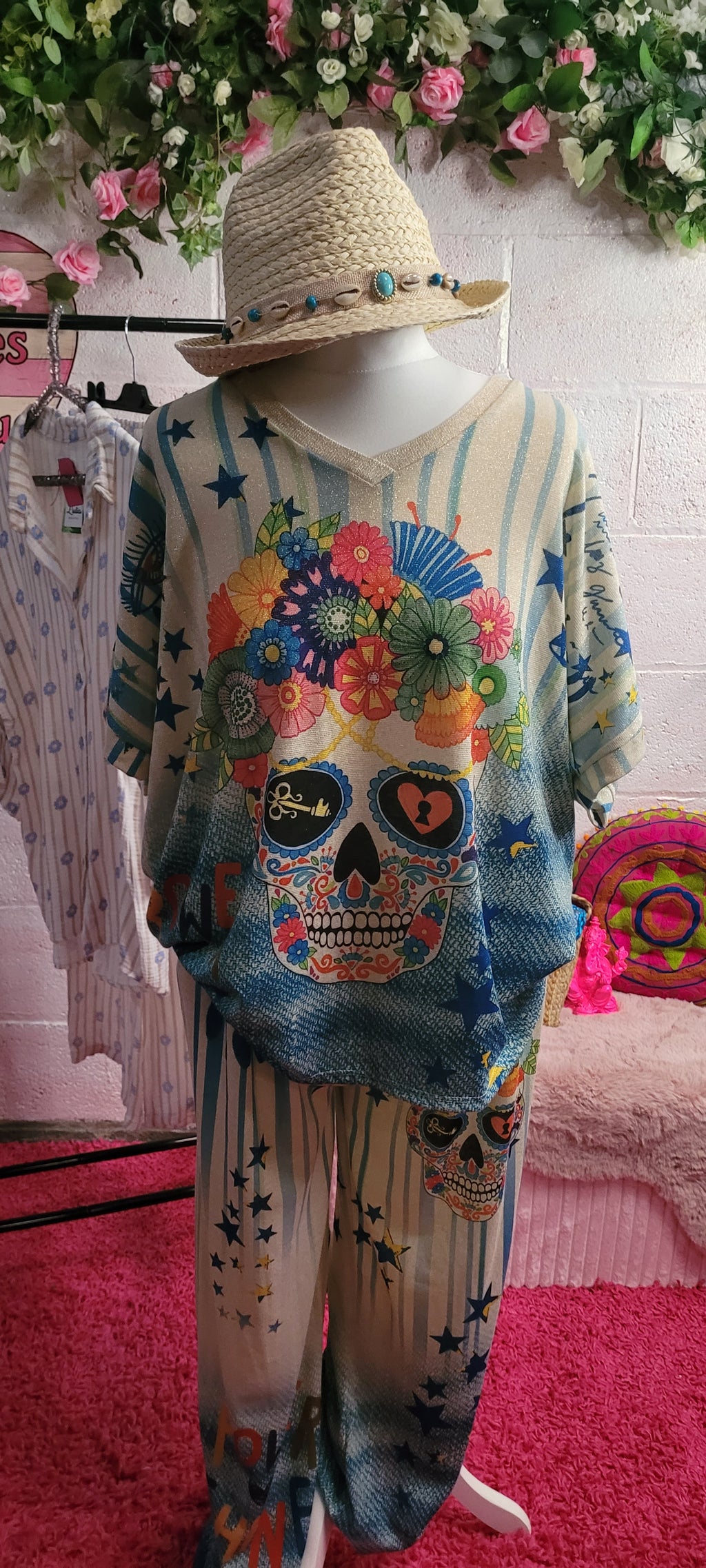 Troiska 2 Piece Trouser/Top Set Day Of The Dead Blues