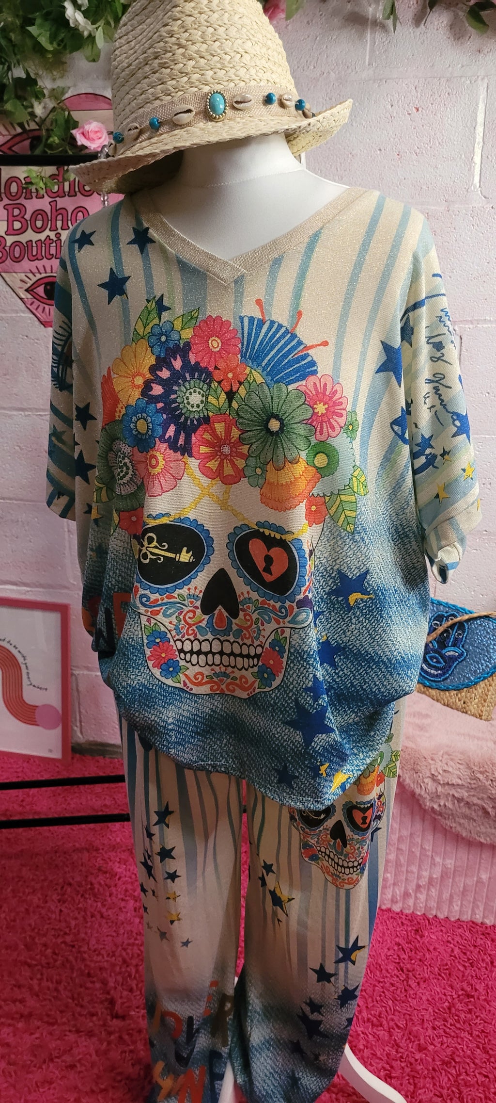 Troiska 2 Piece Trouser/Top Set Day Of The Dead Blues