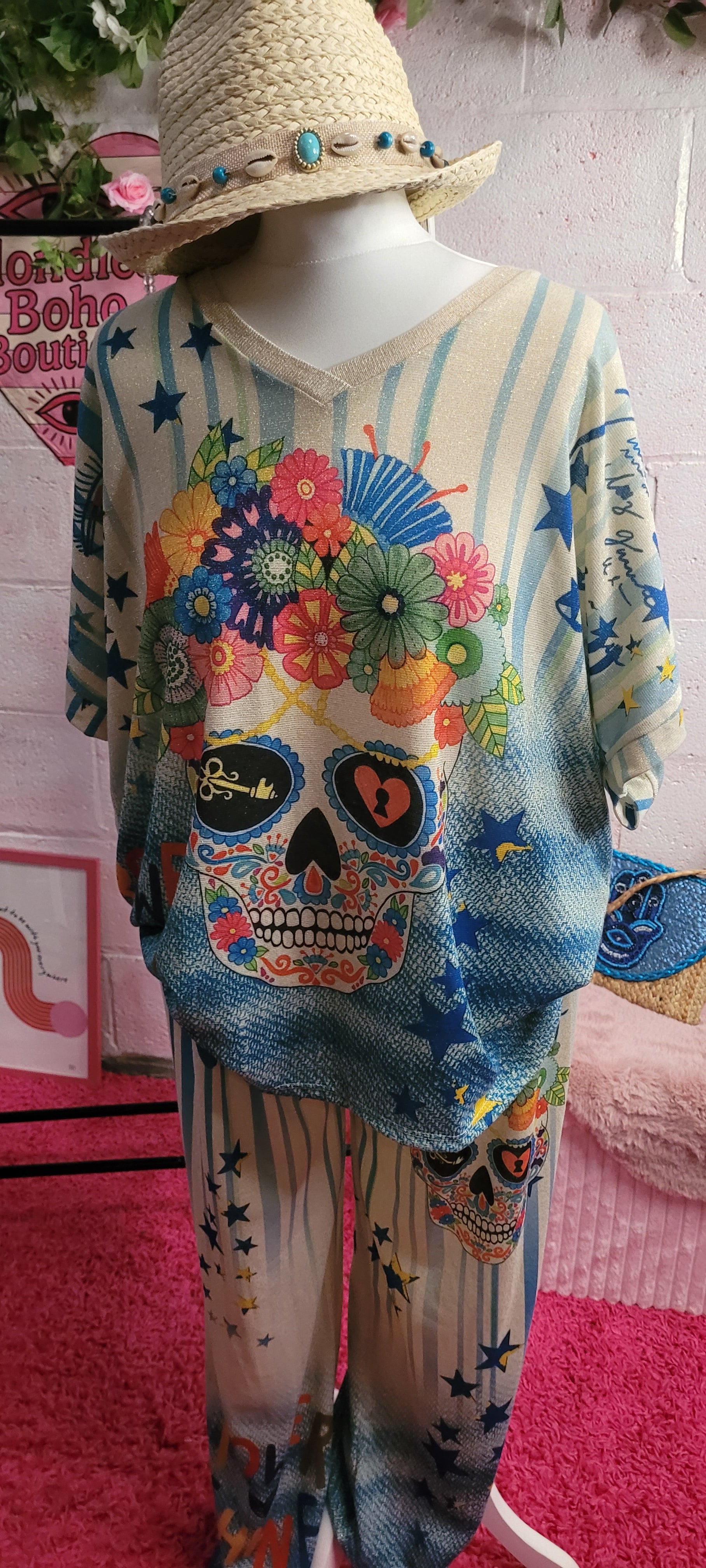 Troiska 2 Piece Trouser/Top Set Day Of The Dead Blues