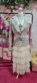 Lulu Light Knit Striped Blazer Pink & Lemon