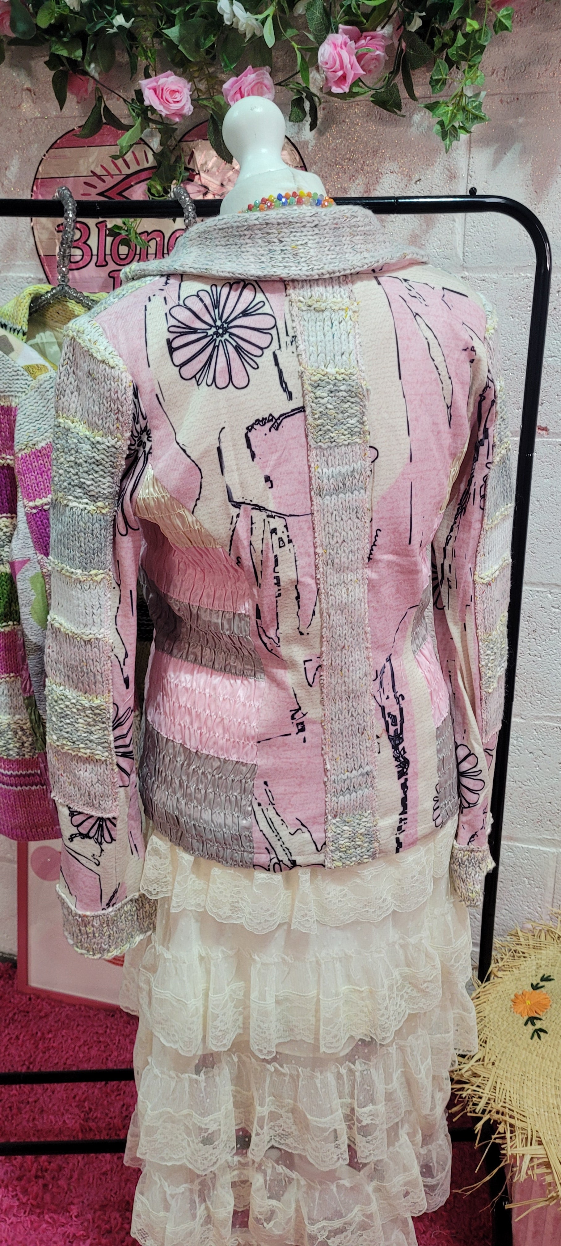 Lulu Light Knit Striped Blazer Pink & Lemon