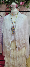 Serena Sequin Bomber Jacket White