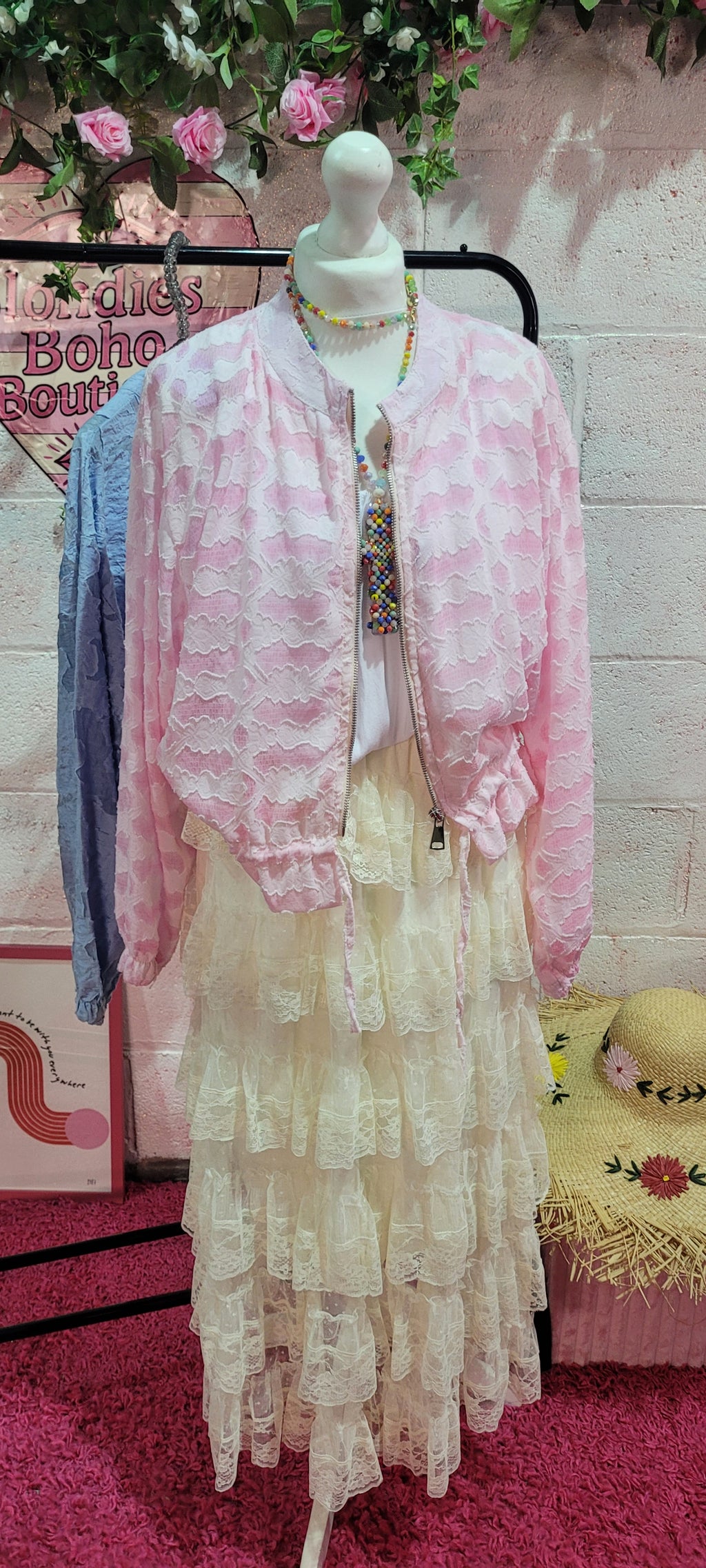Lola Lightweight Pale Pink Bomber Jacket