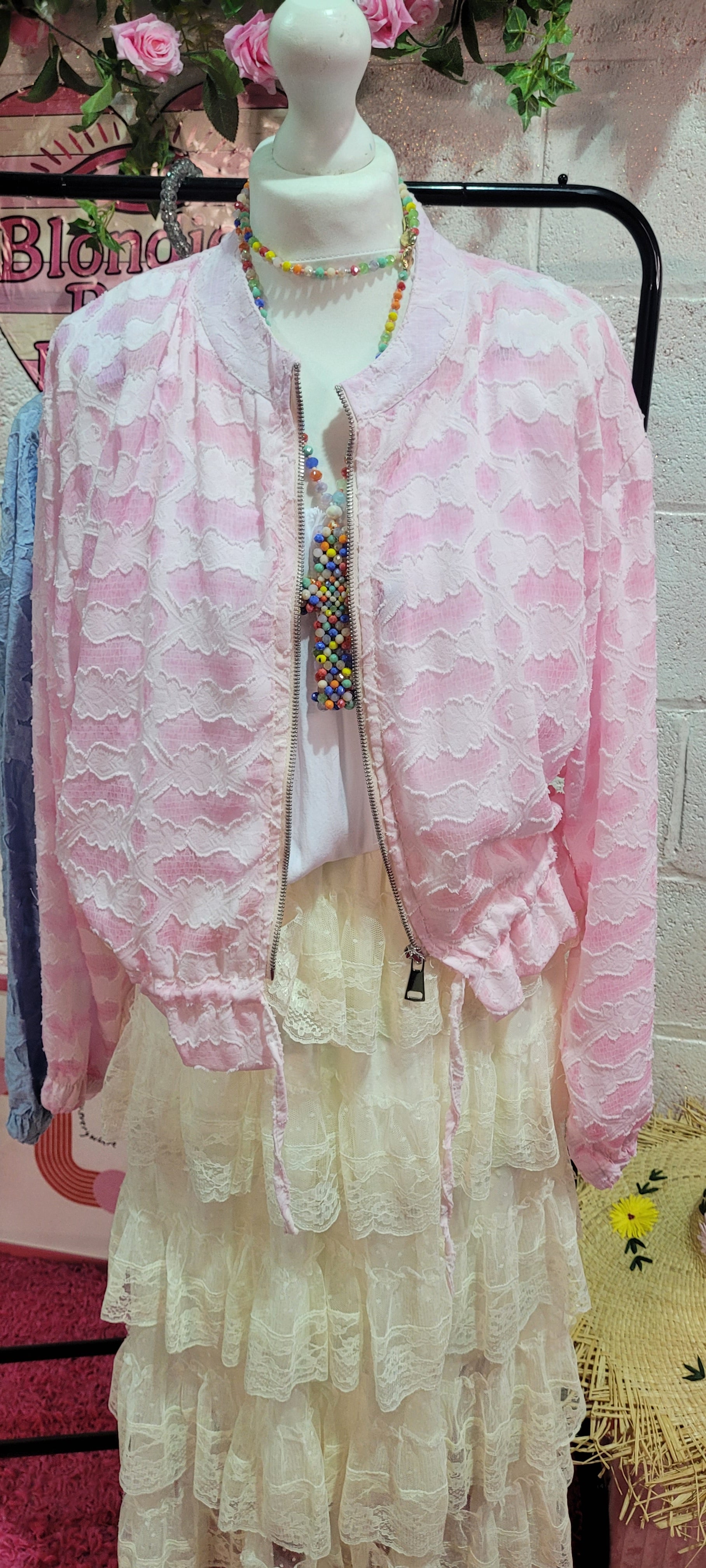 Lola Lightweight Pale Pink Bomber Jacket