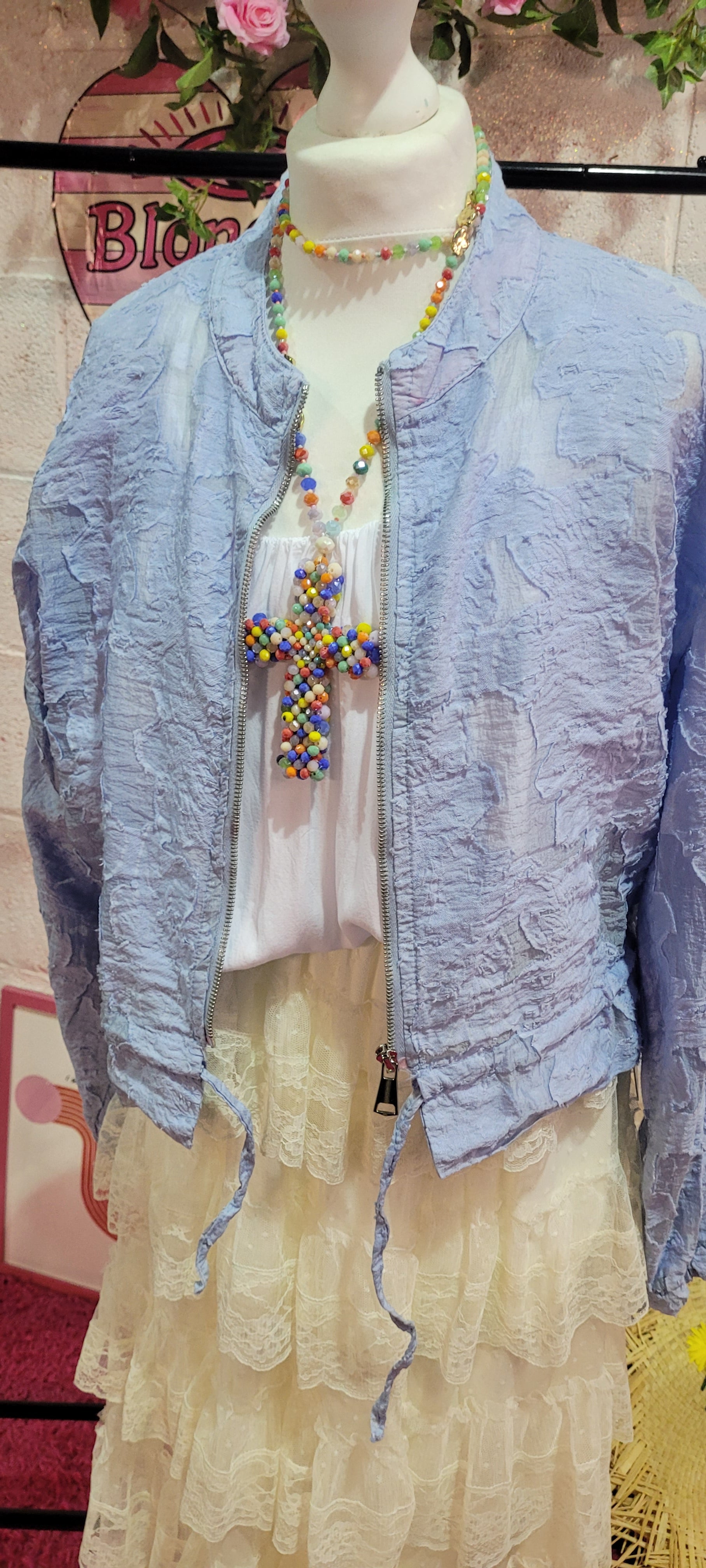Lola Lightweight Pale Blue Bomber Jacket