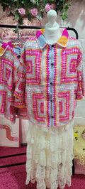 Crochet Knitted Shirt Mixed Pinks