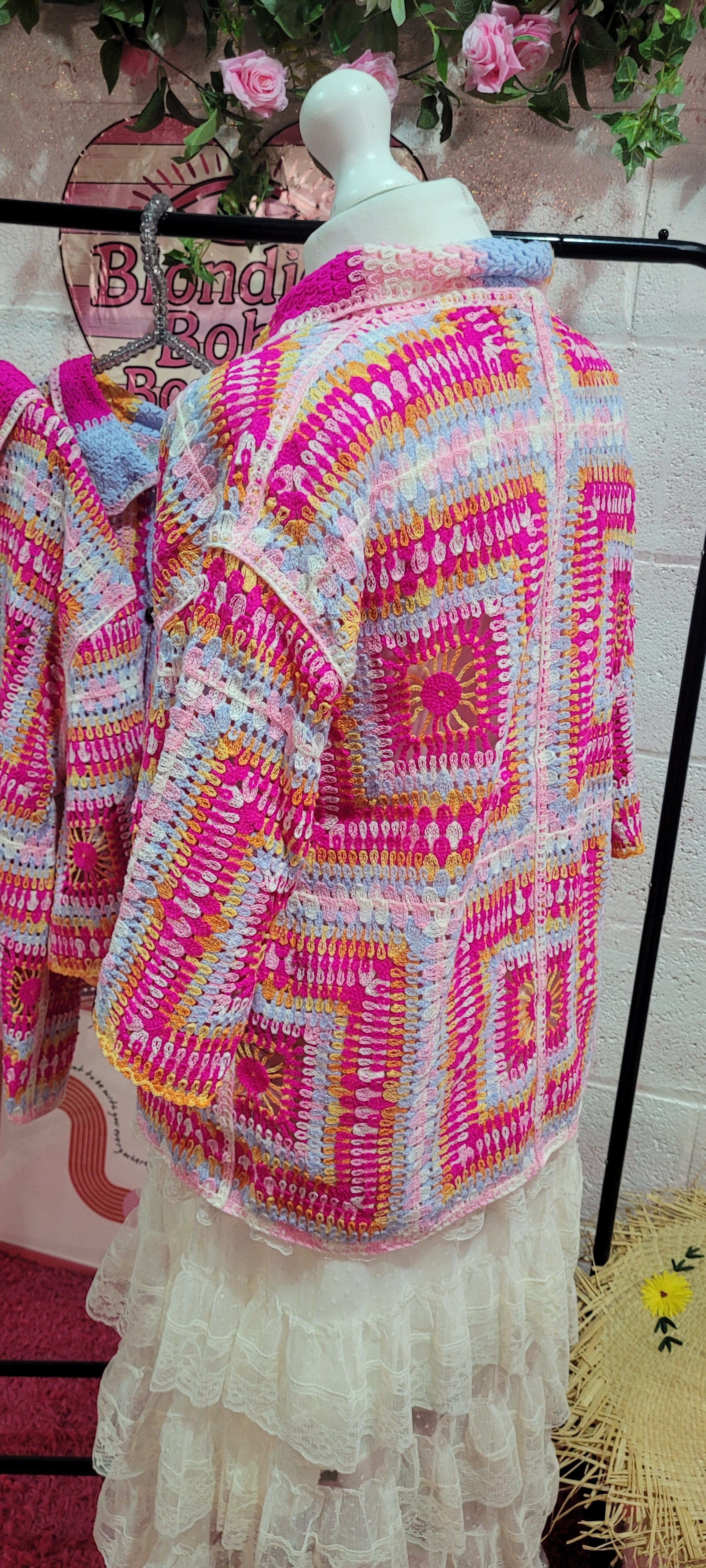 Crochet Knitted Shirt Mixed Pinks