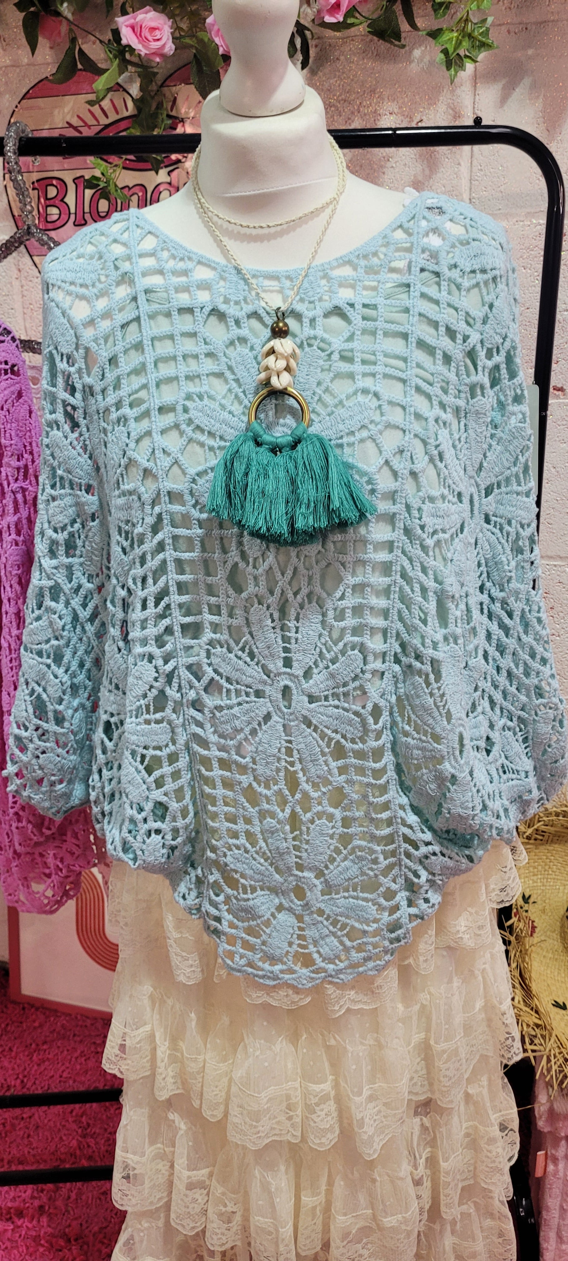 Coco Open Knit Top with Vest Spearmint