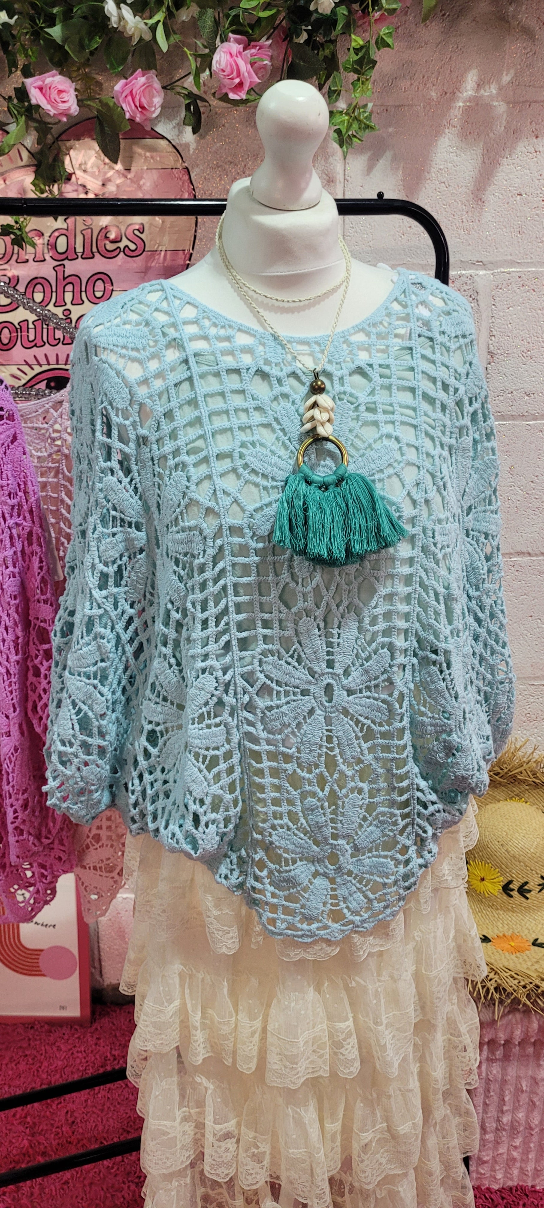 Coco Open Knit Top with Vest Spearmint