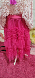 Talulah Organza Tiered Ruffle Skirt Fuschia