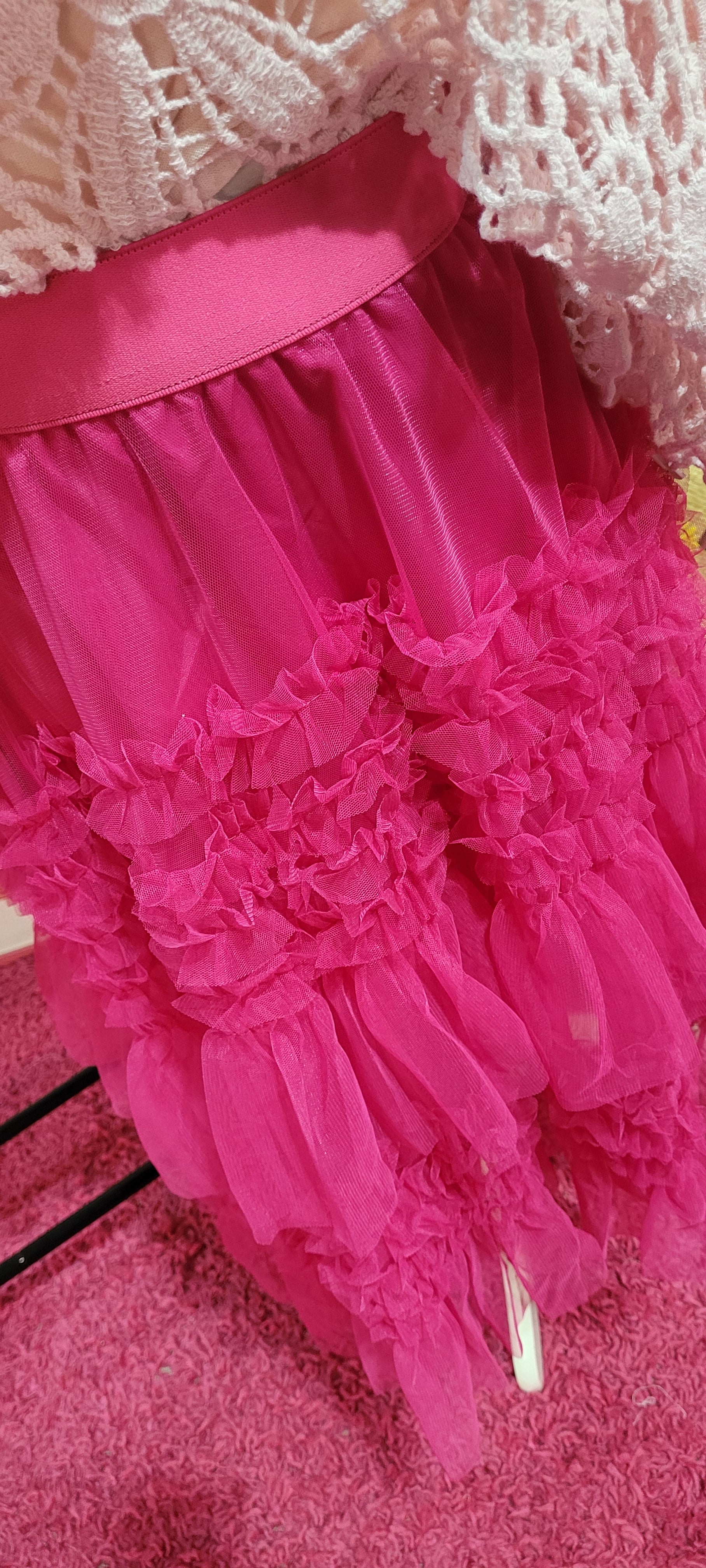 Talulah Organza Tiered Ruffle Skirt Fuschia