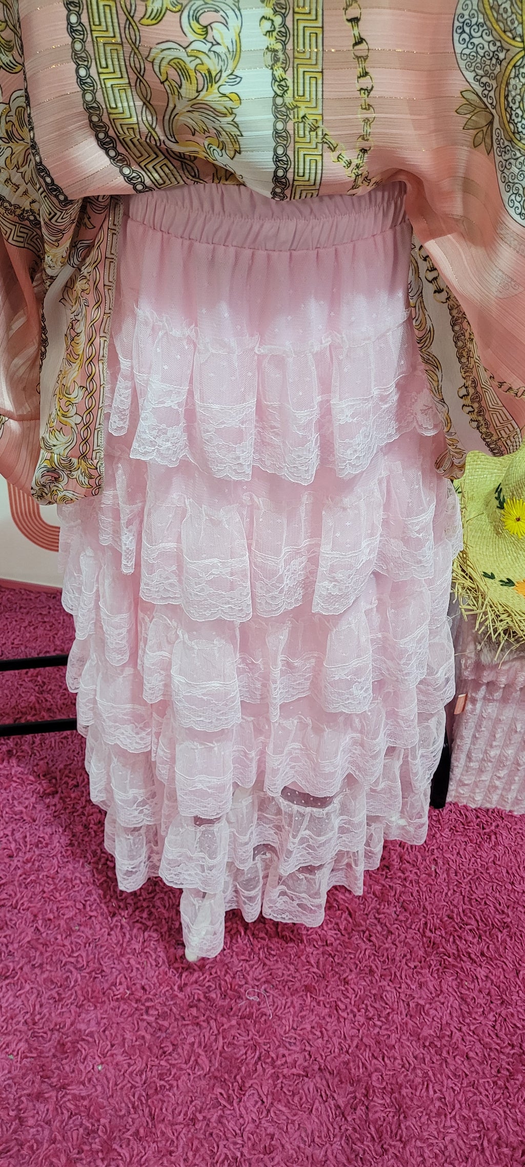 Trinny Lace Tiered Skirt  Pale Pink
