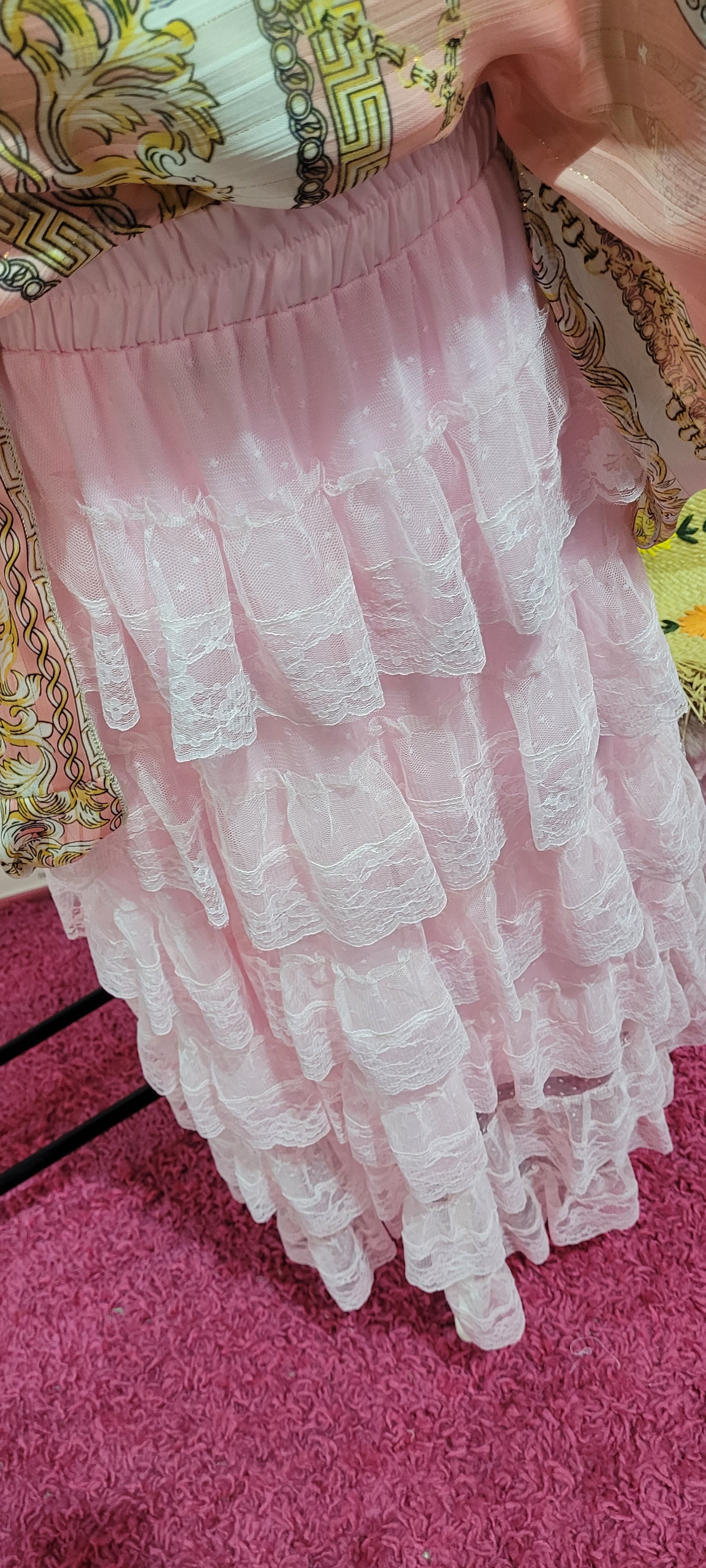 Trinny Lace Tiered Skirt  Pale Pink
