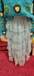 Trinny Lace Tiered Skirt Pale Blue