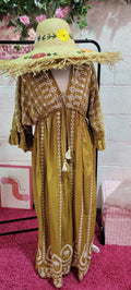 Moneisha Mirrored Embellished Maxi Dress Ochre
