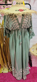 Moneisha Mirrored Embellished Maxi Dress Moss Green