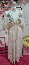 Izzie Embellished Maxi Dress, Ivory & Gilt Thread