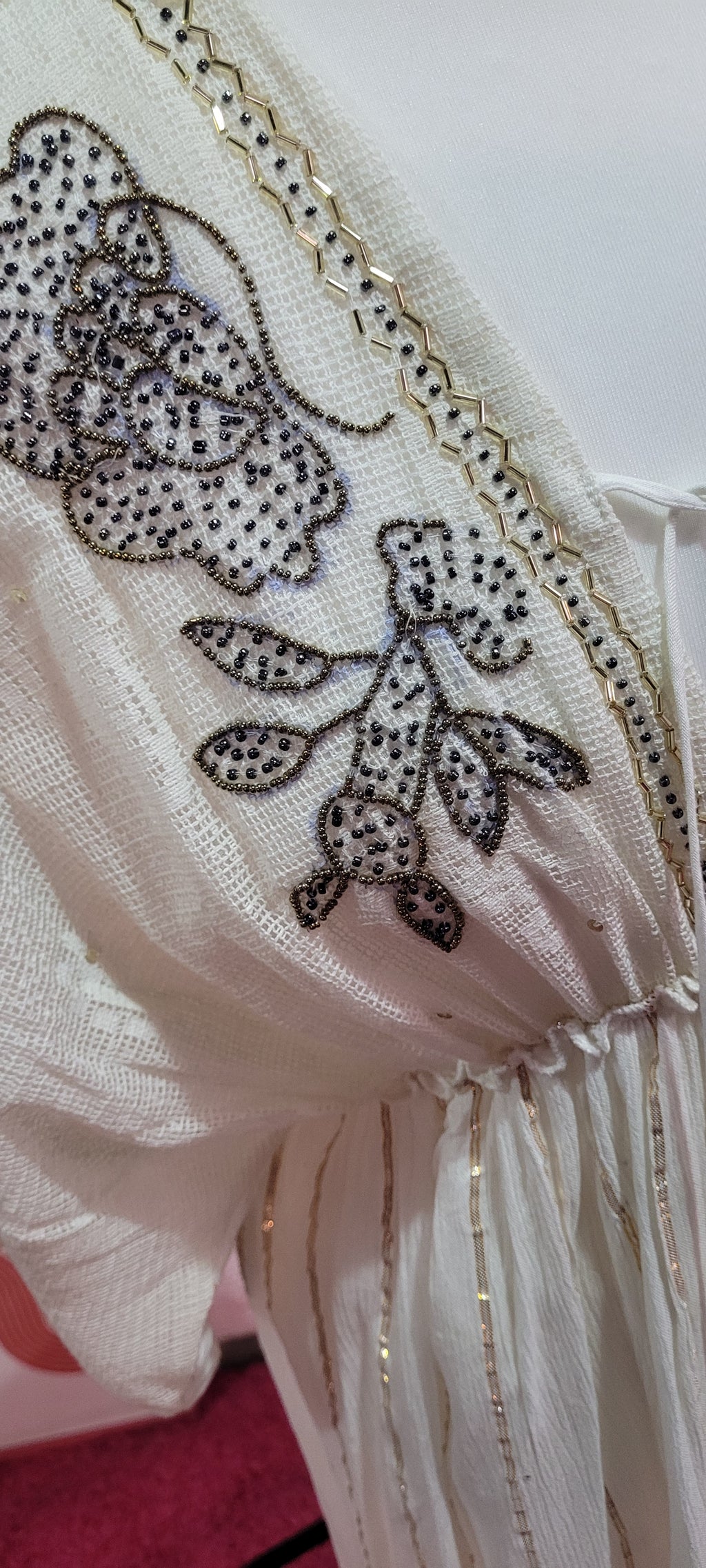 Izzie Embellished Maxi Dress, Ivory & Gilt Thread