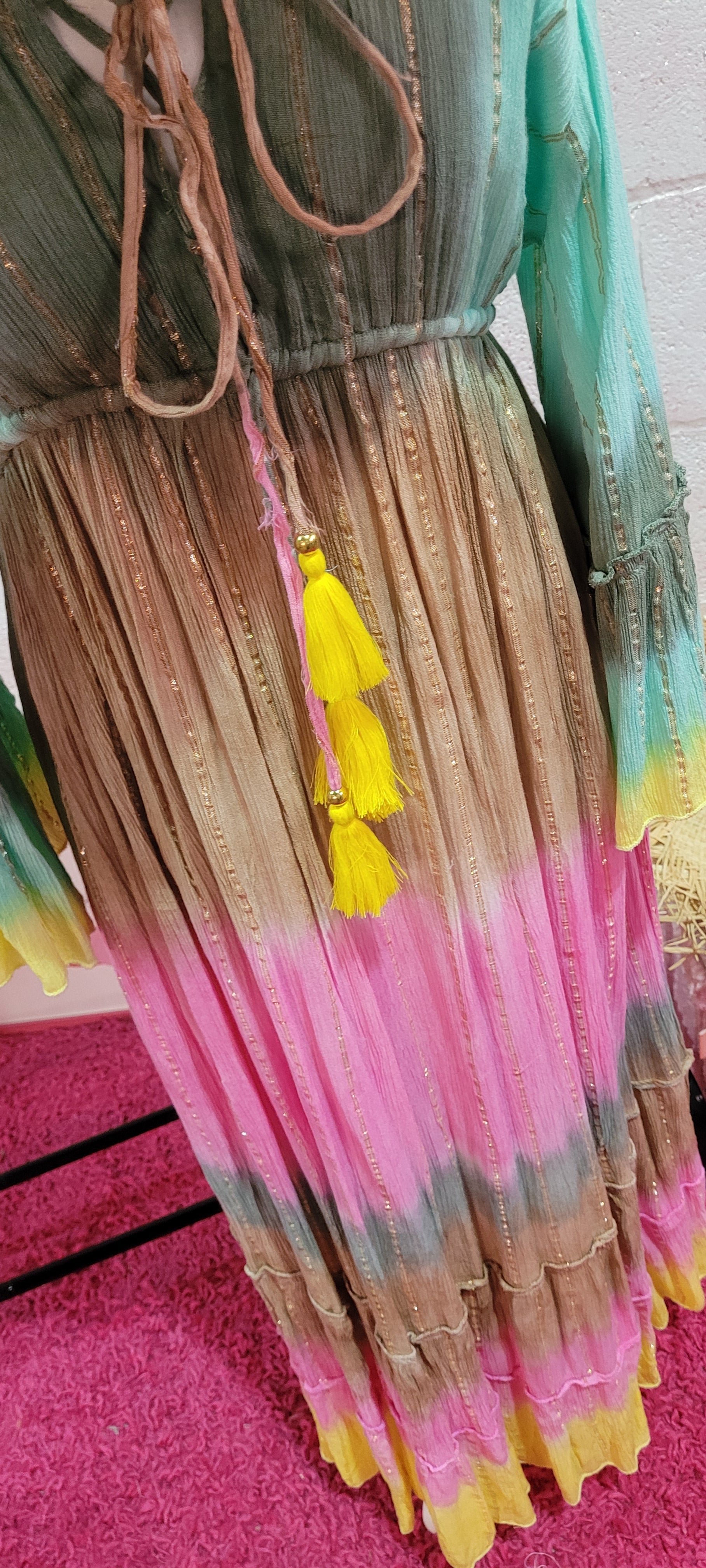 Roxy Dip Dye Maxi Dress Rainbow Colours