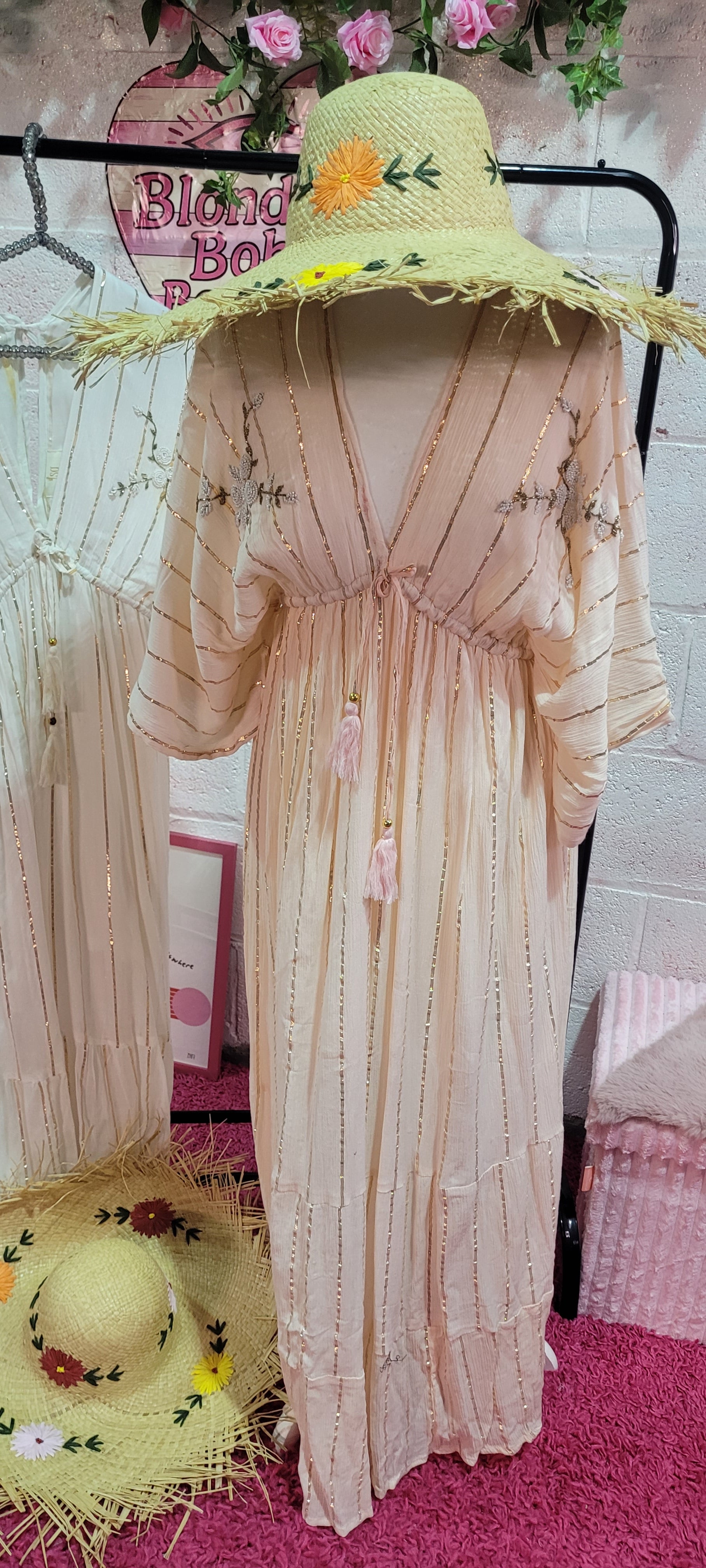 Isla Rose Beaded Gilt Thread Maxi Dress