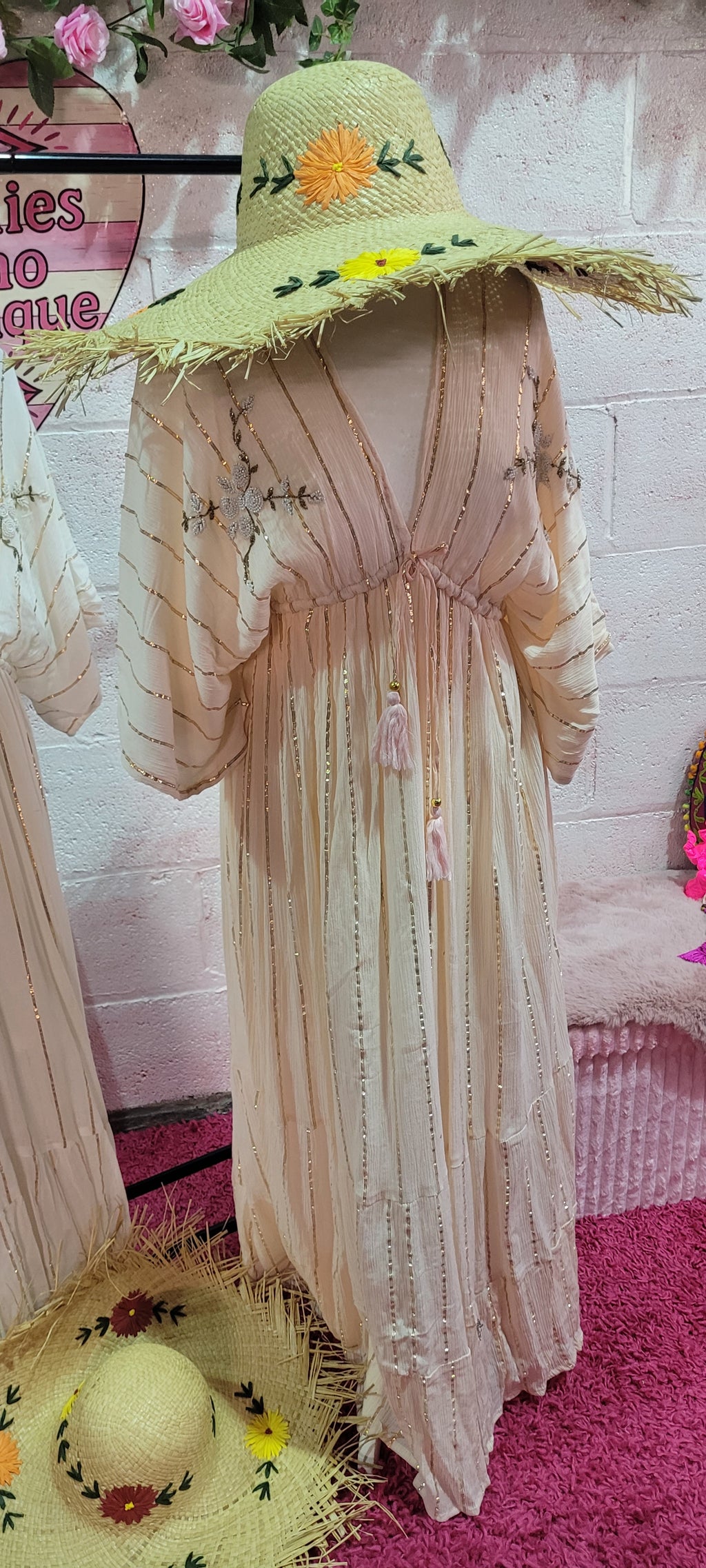 Isla Rose Beaded Gilt Thread Maxi Dress