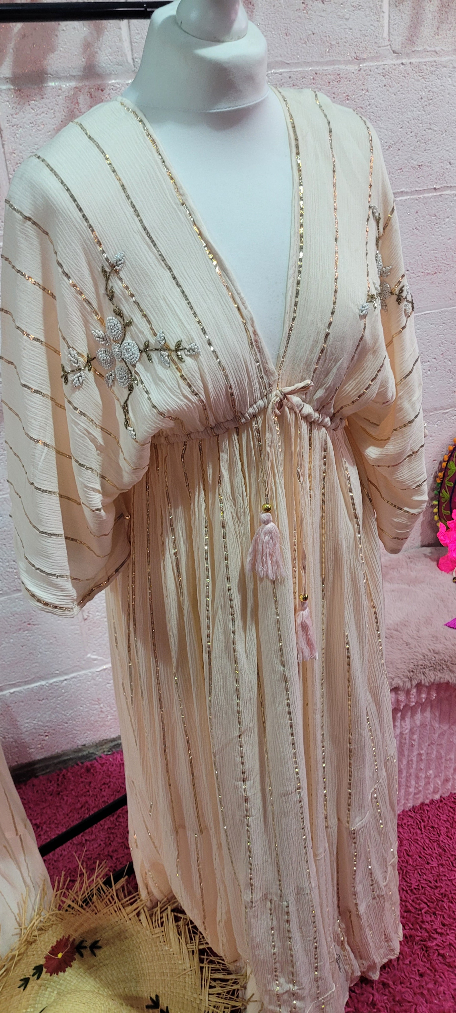 Isla Rose Beaded Gilt Thread Maxi Dress