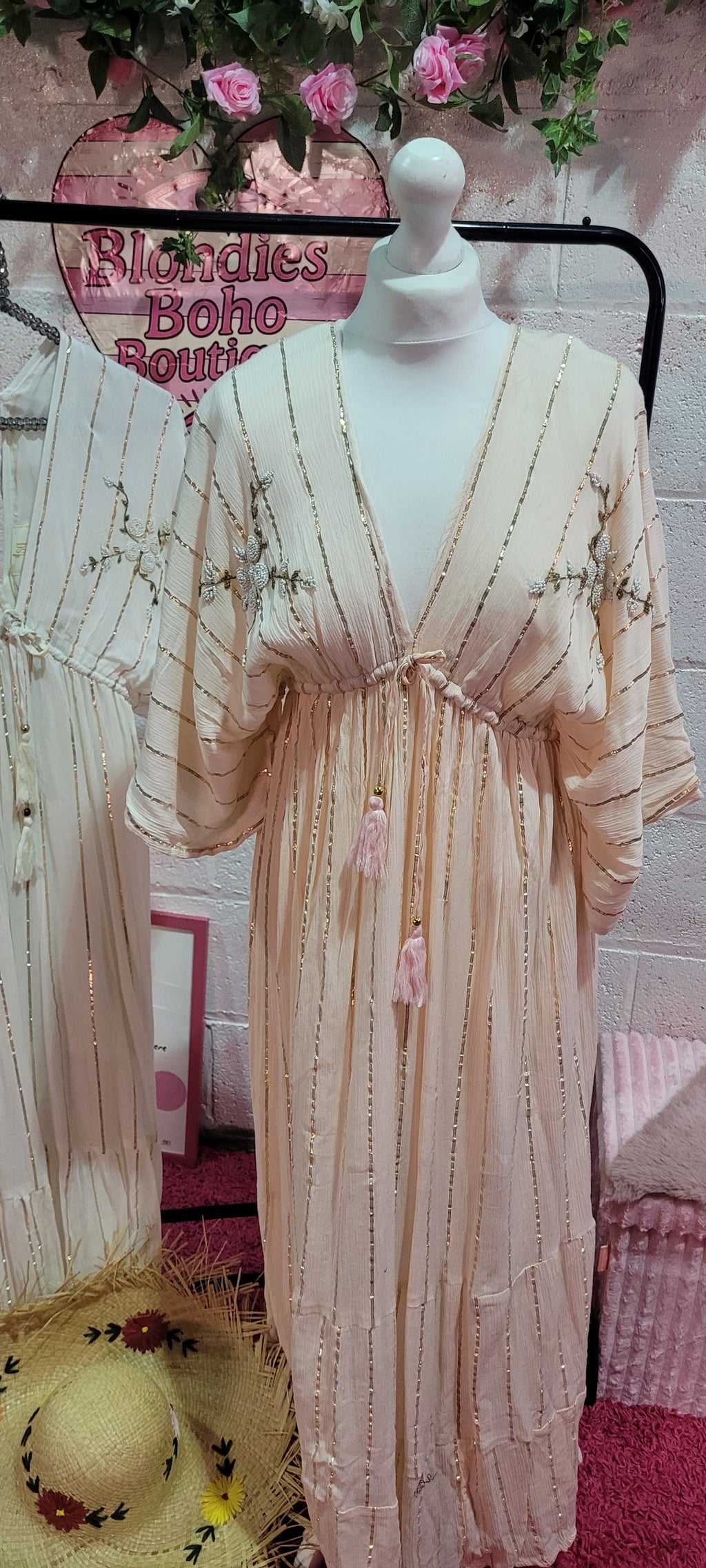 Isla Rose Beaded Gilt Thread Maxi Dress