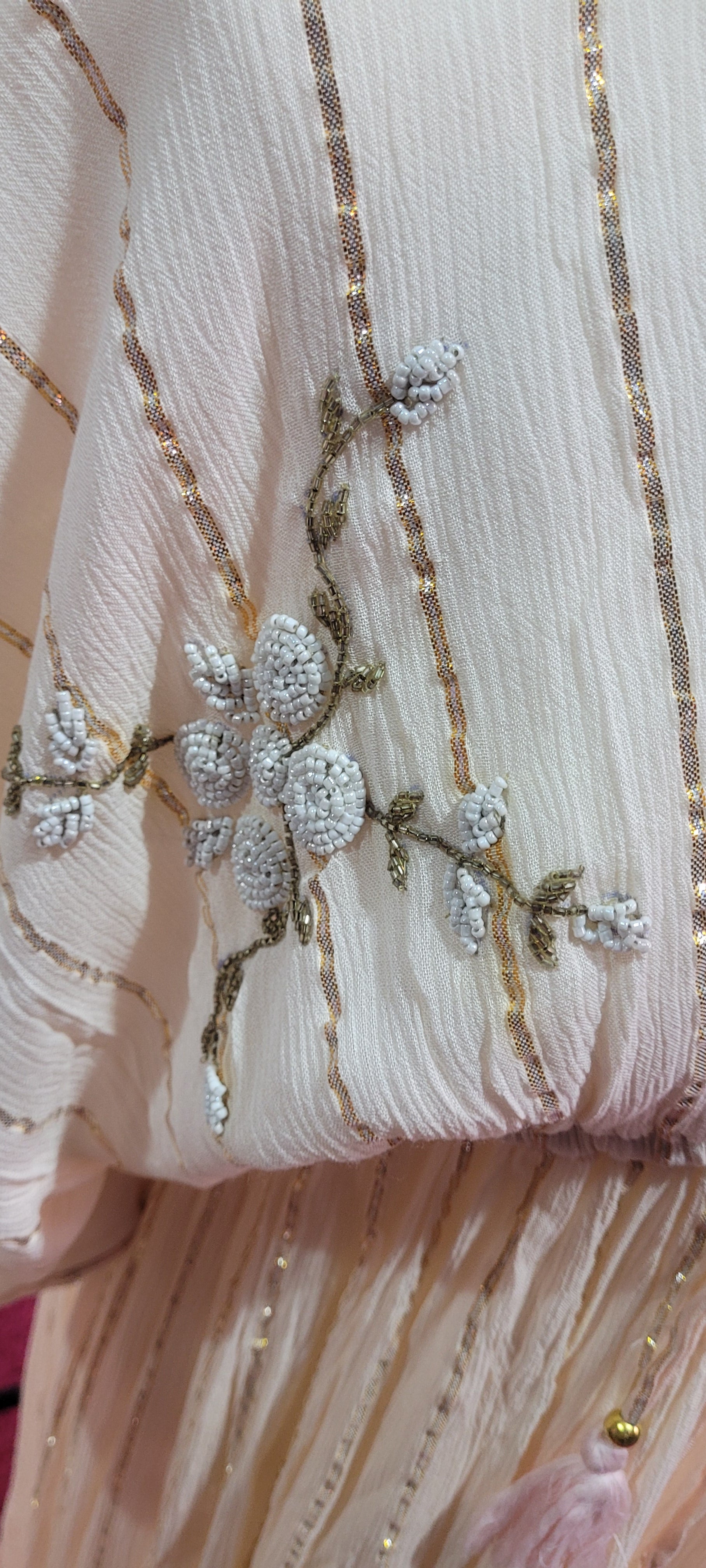 Isla Ivory Beaded Gilt Thread Maxi Dress