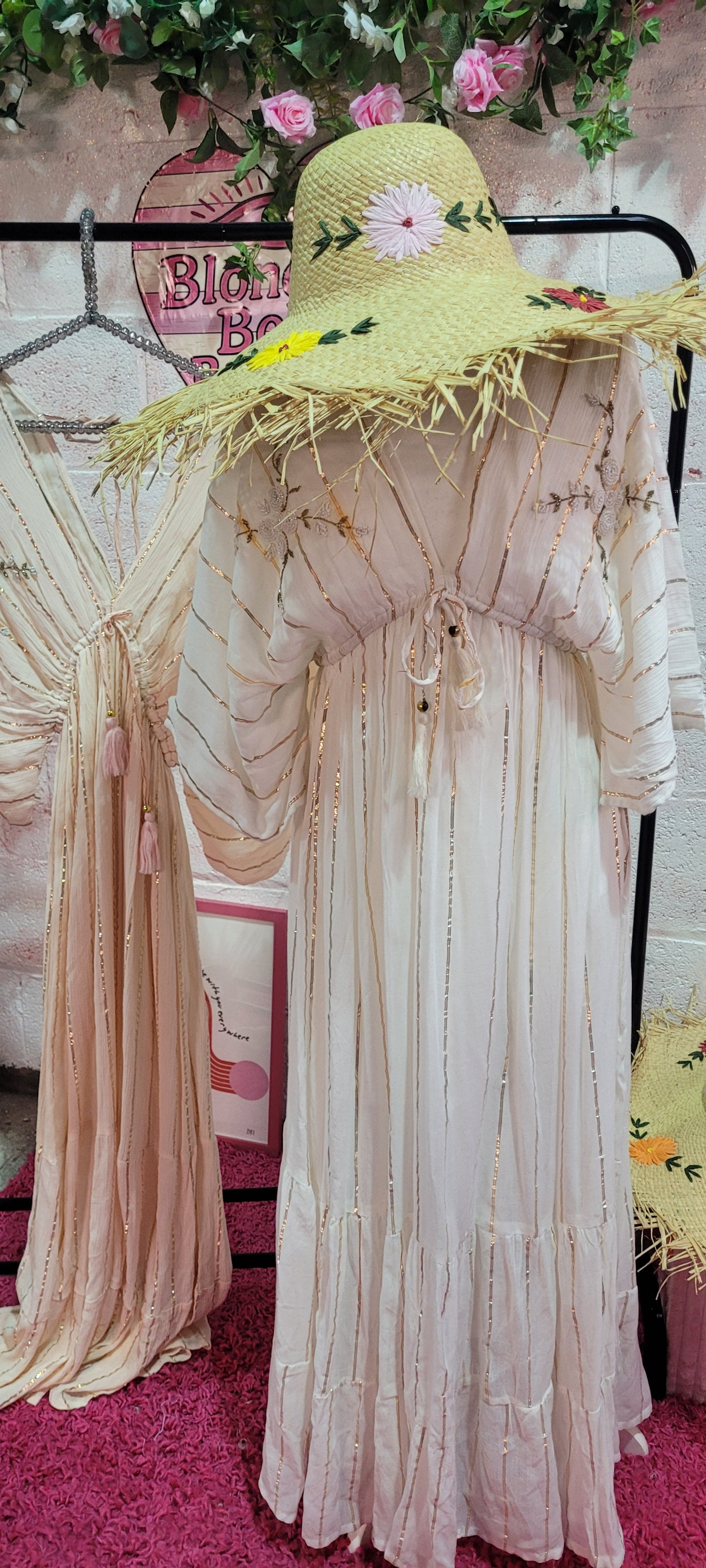 Isla Ivory Beaded Gilt Thread Maxi Dress