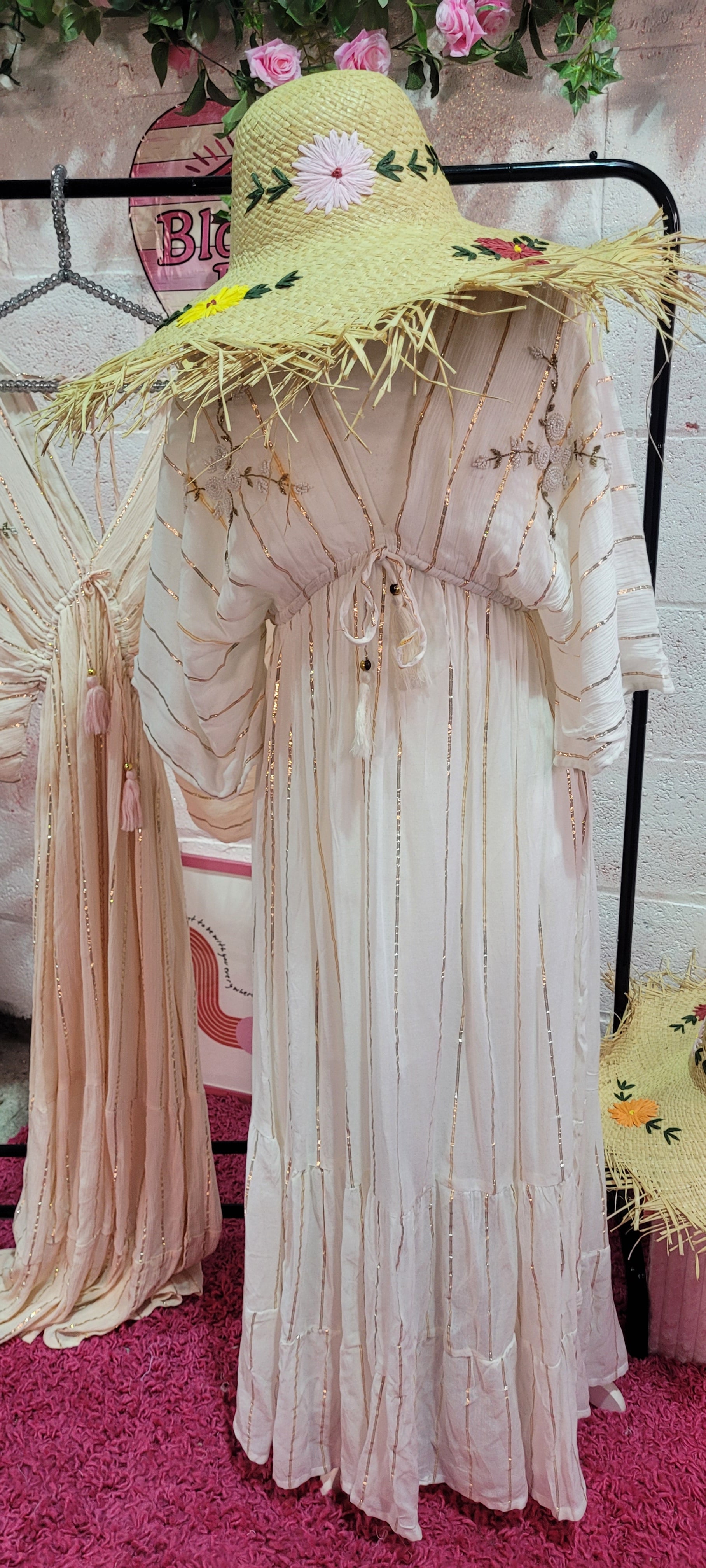 Isla Ivory Beaded Gilt Thread Maxi Dress