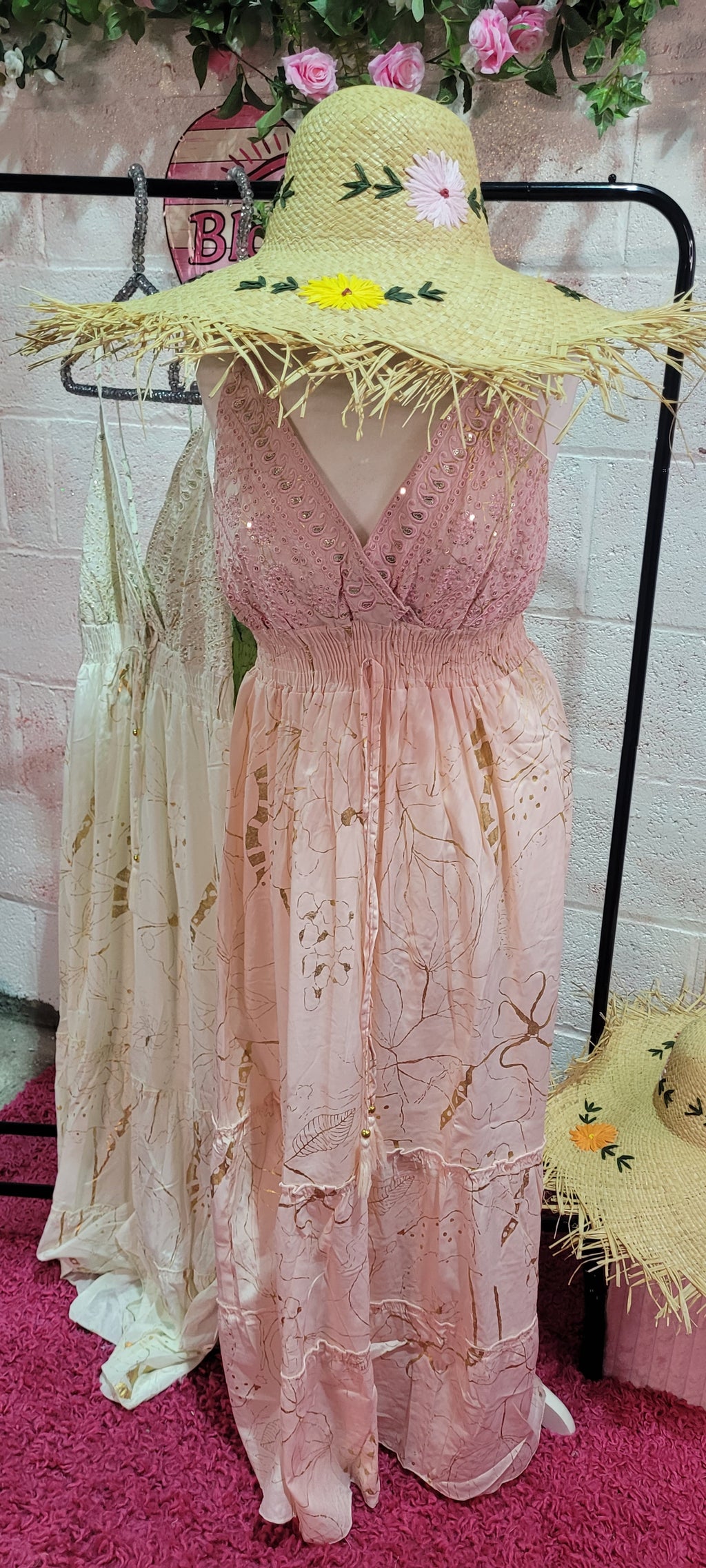 Gia Mirrored Strappy Maxi Dress Rose