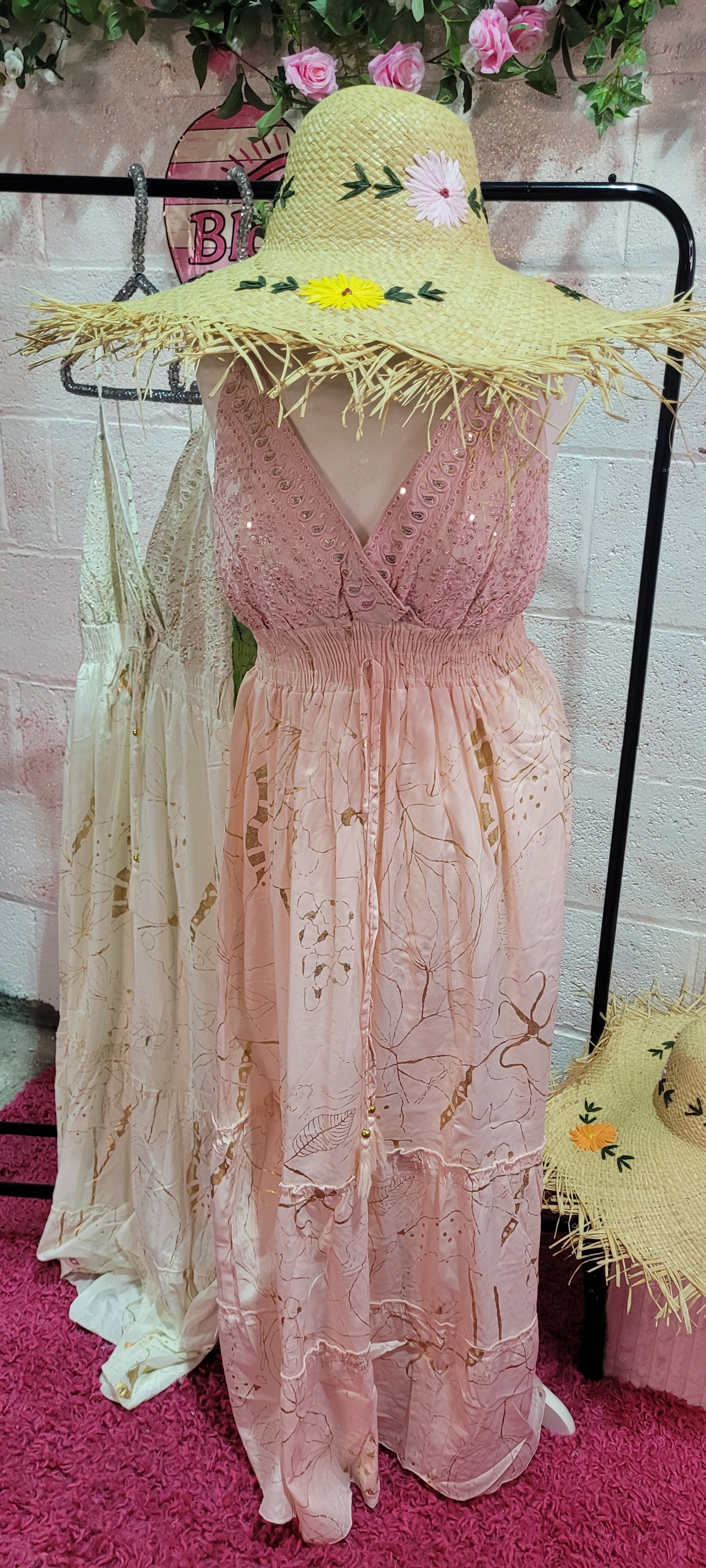 Gia Mirrored Strappy Maxi Dress Rose