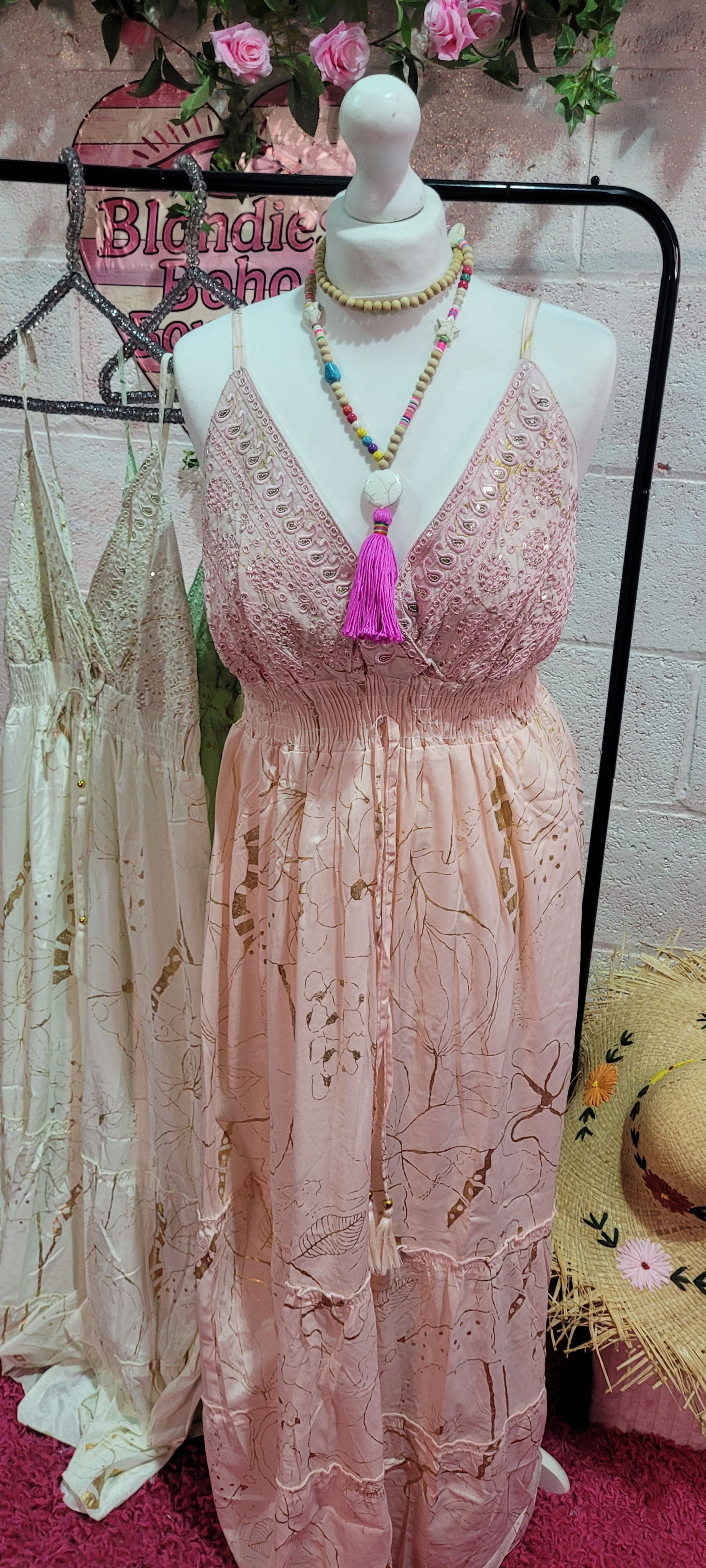 Gia Mirrored Strappy Maxi Dress Rose