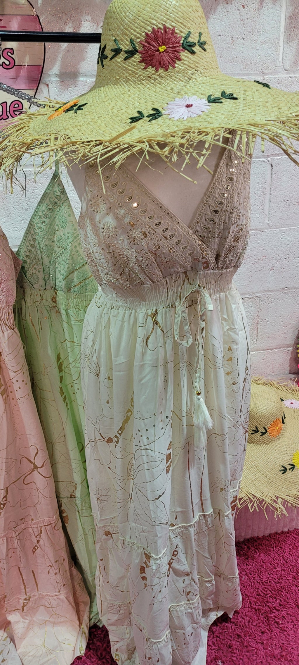Gia Mirrored Strappy Maxi Dress Ivory