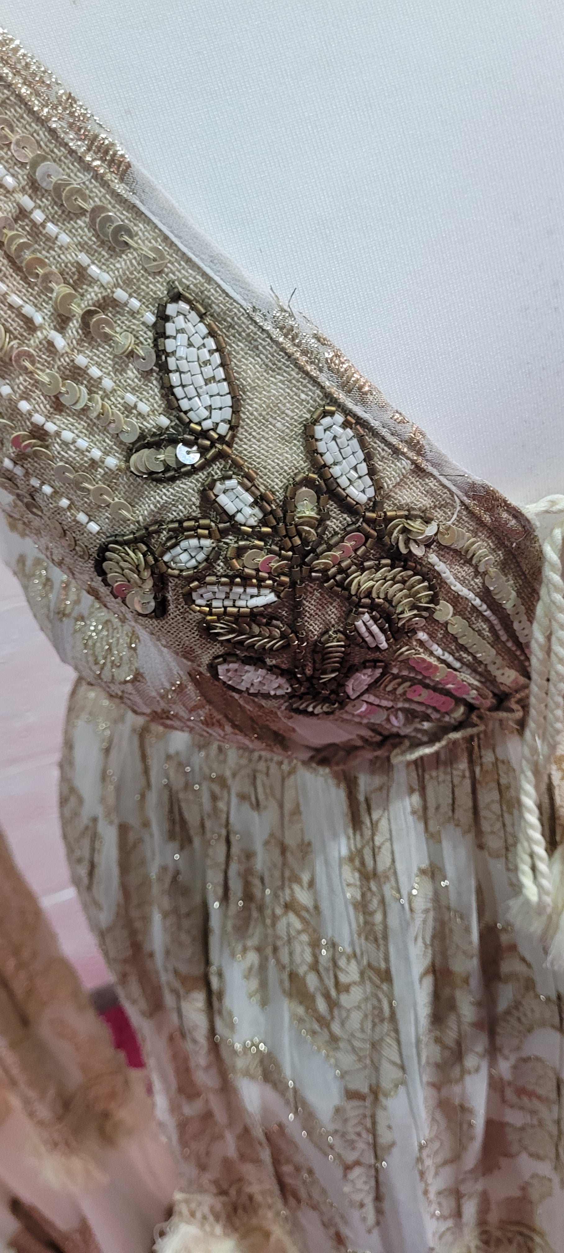 Emporess Sequin Beaded Gold Strappy Maxi Dress