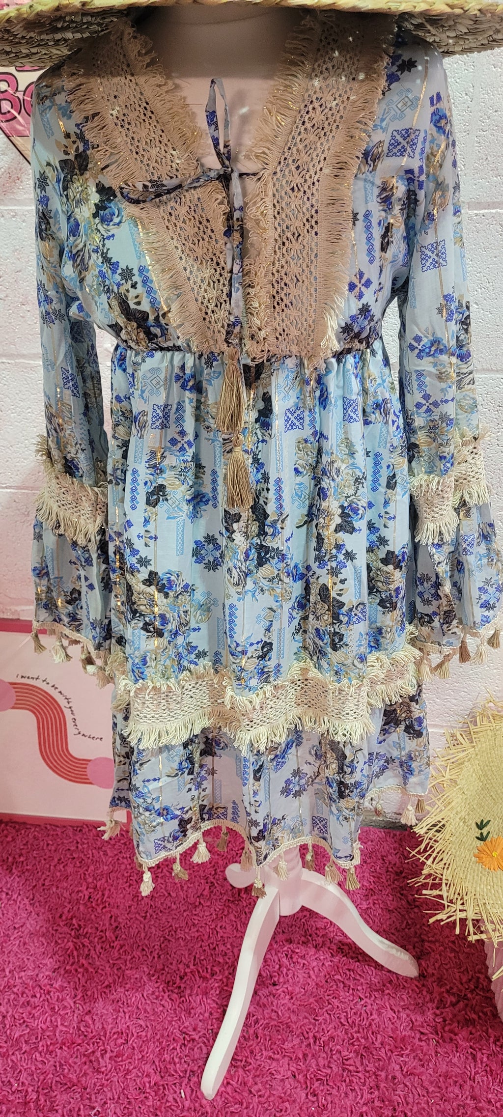 Dancing Girl Festival Midi Dress Blues & Golds