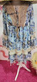 Dancing Girl Festival Midi Dress Blues & Golds