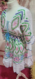 Meg Mirrored Dancing Queen Midi Dress Blue & Green