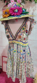 Connie Embellished Beaded Frill Strappy Midi Dress M/L