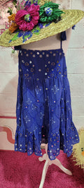 Lola Paisley Mirrored Strappy Frill Midi Dress Navy