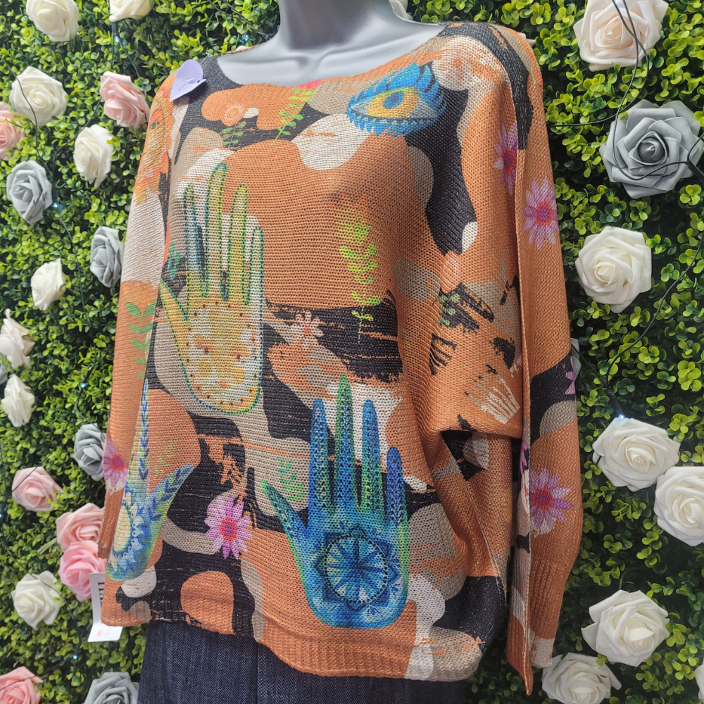 Hamsa Heart Light Glitter Knit