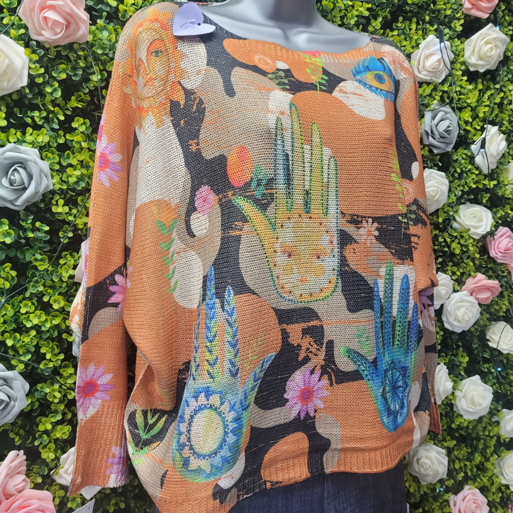 Hamsa Heart Light Glitter Knit