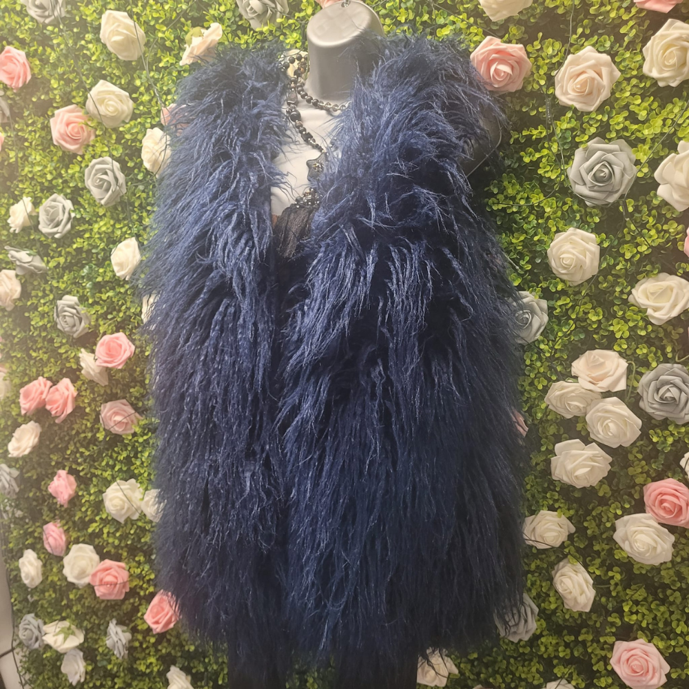 Blondie's Indigo Shaggy Longline Gilet