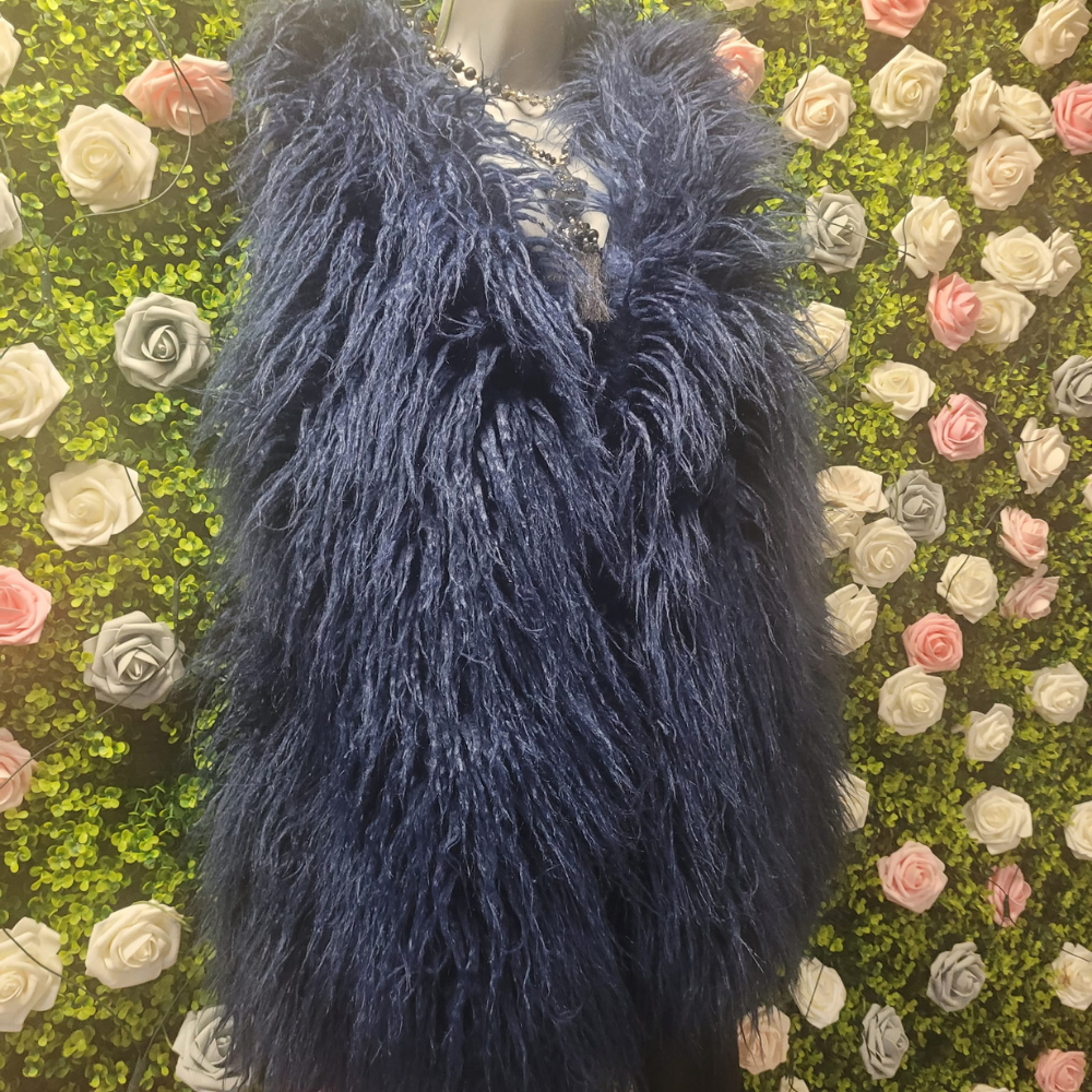 Blondie's Indigo Shaggy Longline Gilet