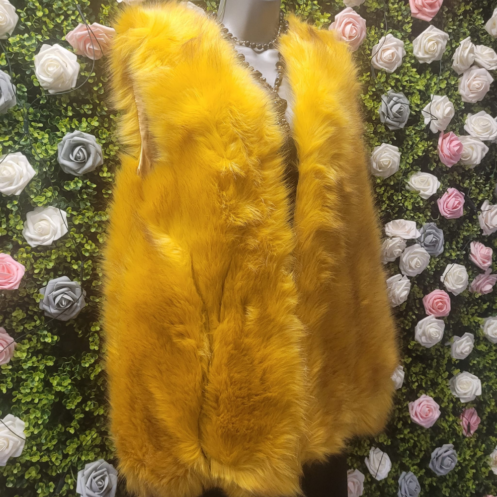 Blondie's Saffron Faux Fur Longline Gillet