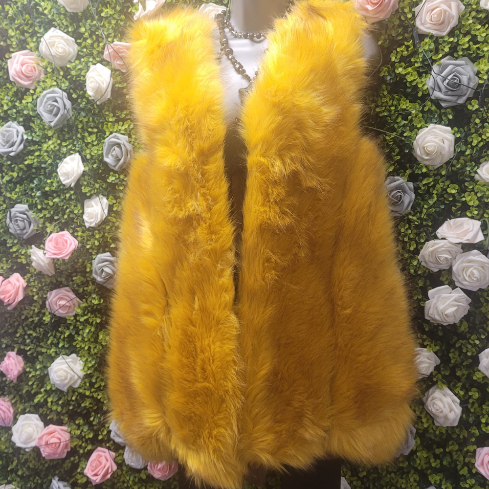 Blondie's Saffron Faux Fur Longline Gillet