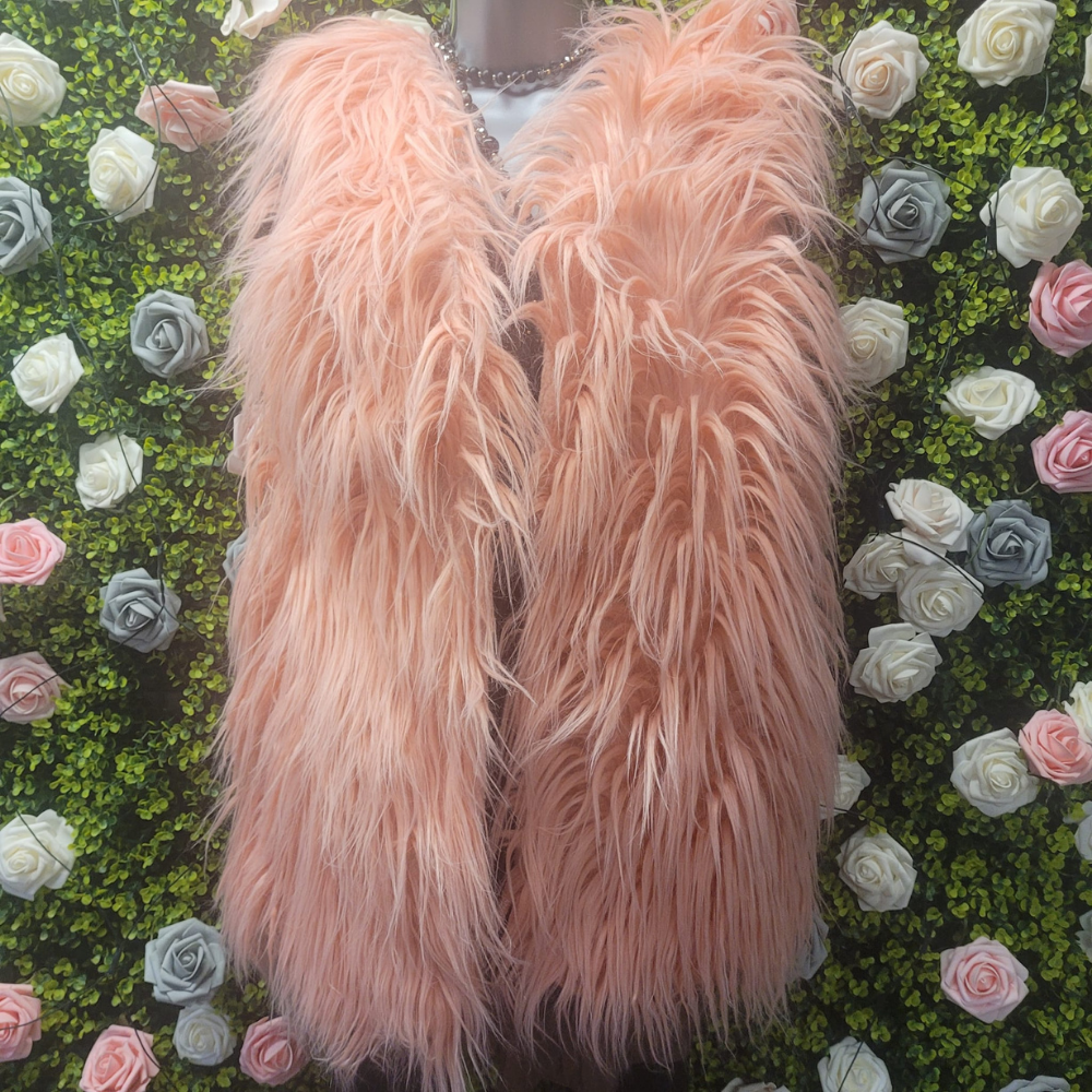 Disco Flamingo Longline Shaggy Gilet