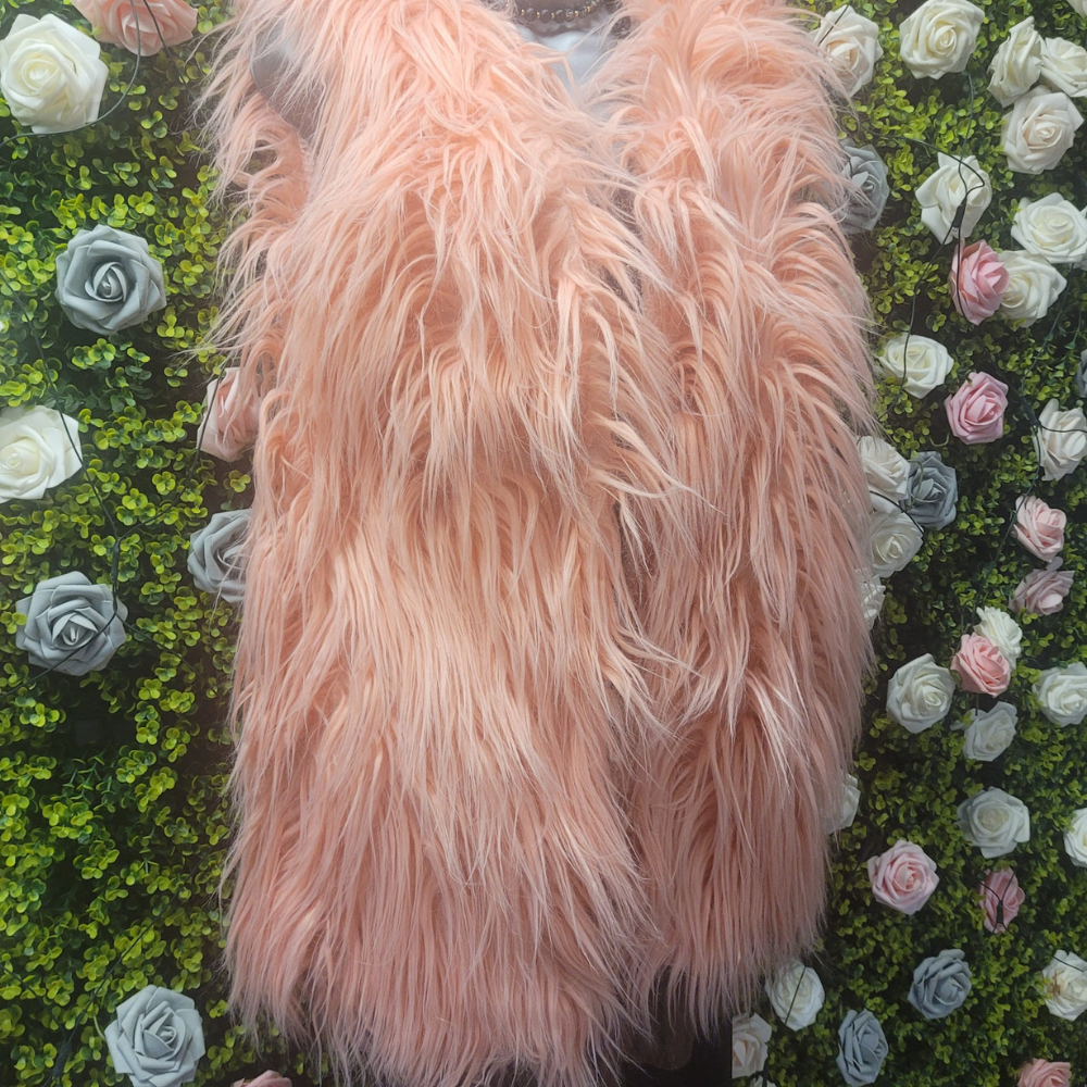 Disco Flamingo Longline Shaggy Gilet